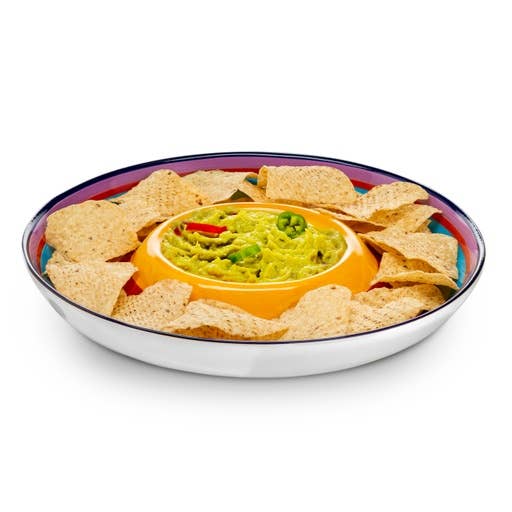 Kook Tinga Chip and Dip Serving Platter, Multicolor, 13 Inch