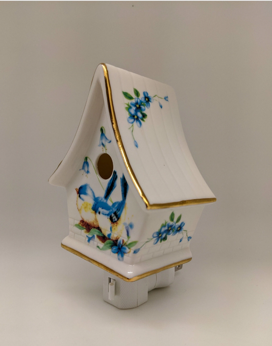 Night Lights - Porcelain blue bird Birdhouse