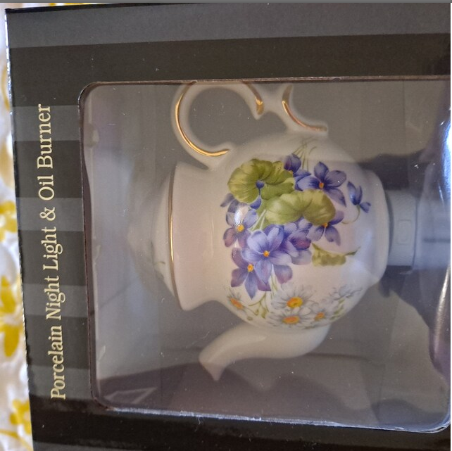 Night Light - Violet Floral Porcelain Teapot
