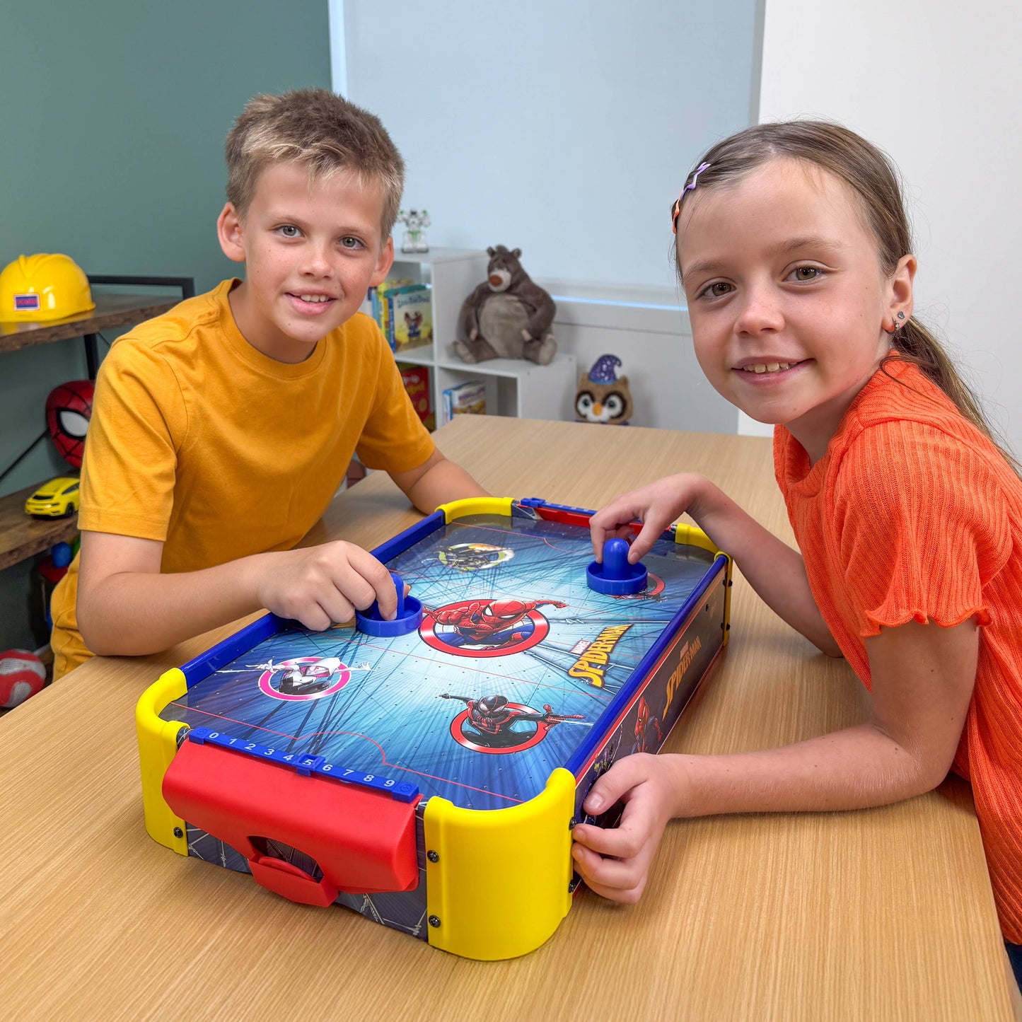 Marvel Spider-Man Electric Wooden Tabletop Air Hockey