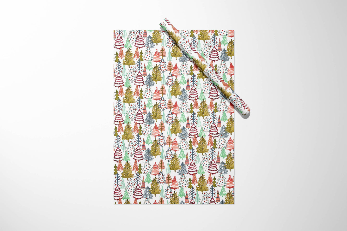 Colorful Christmas Trees Wrapping Paper - 3 Sheet Roll