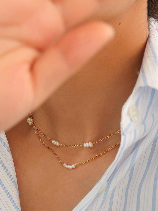 18K Gold Petite Pearl Choker – Non-Tarnish & Water Resistant
