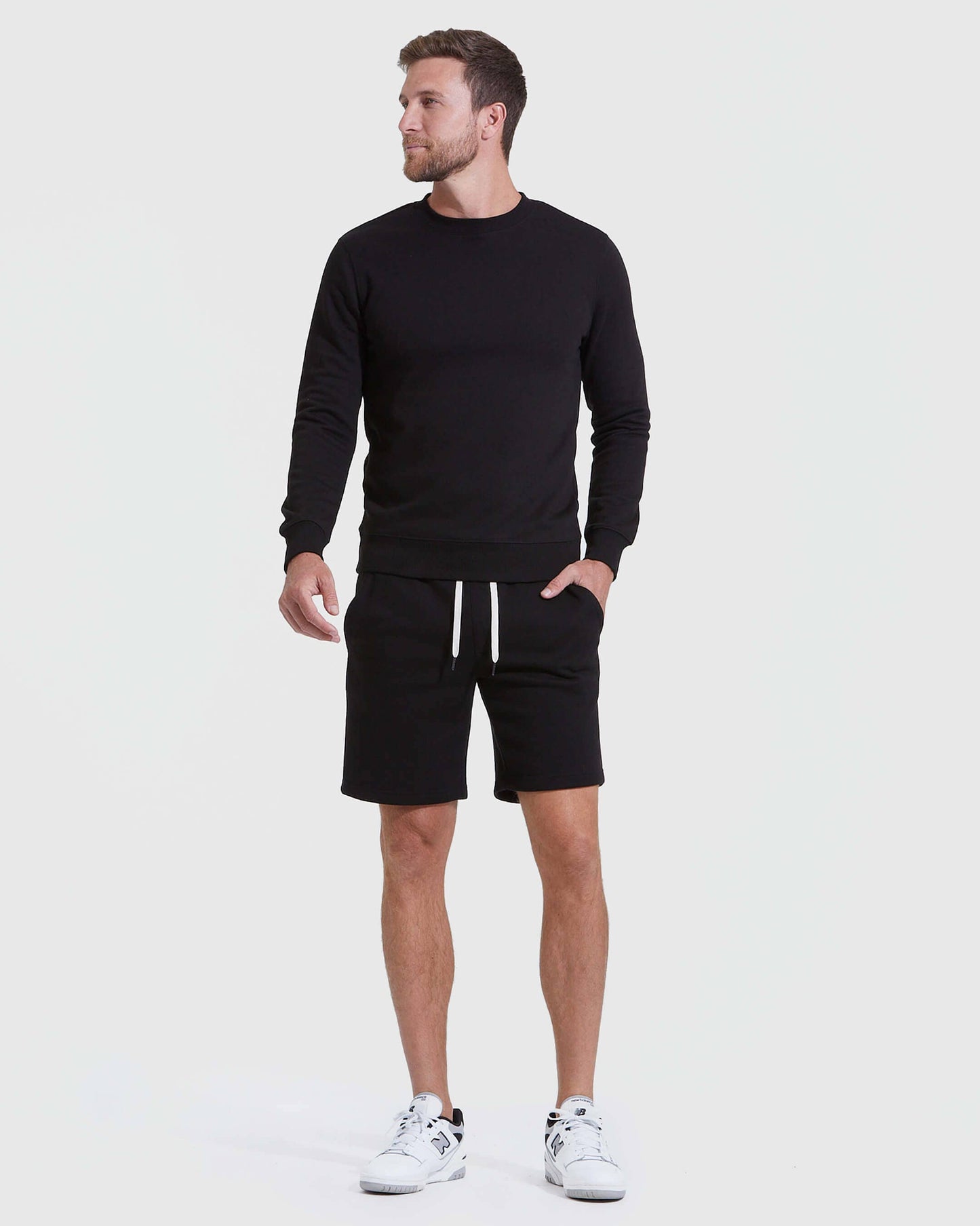 Men’s Black Fleece French Terry Shorts – Comfort Fit Athletic Lounge Shorts with Pockets