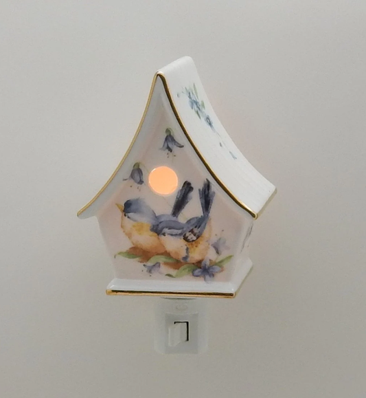 Night Lights - Porcelain blue bird Birdhouse