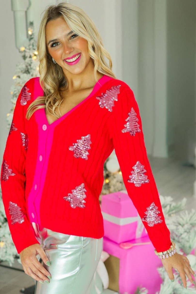 Tree Sequins Cardigan (Inclusive Sizing)