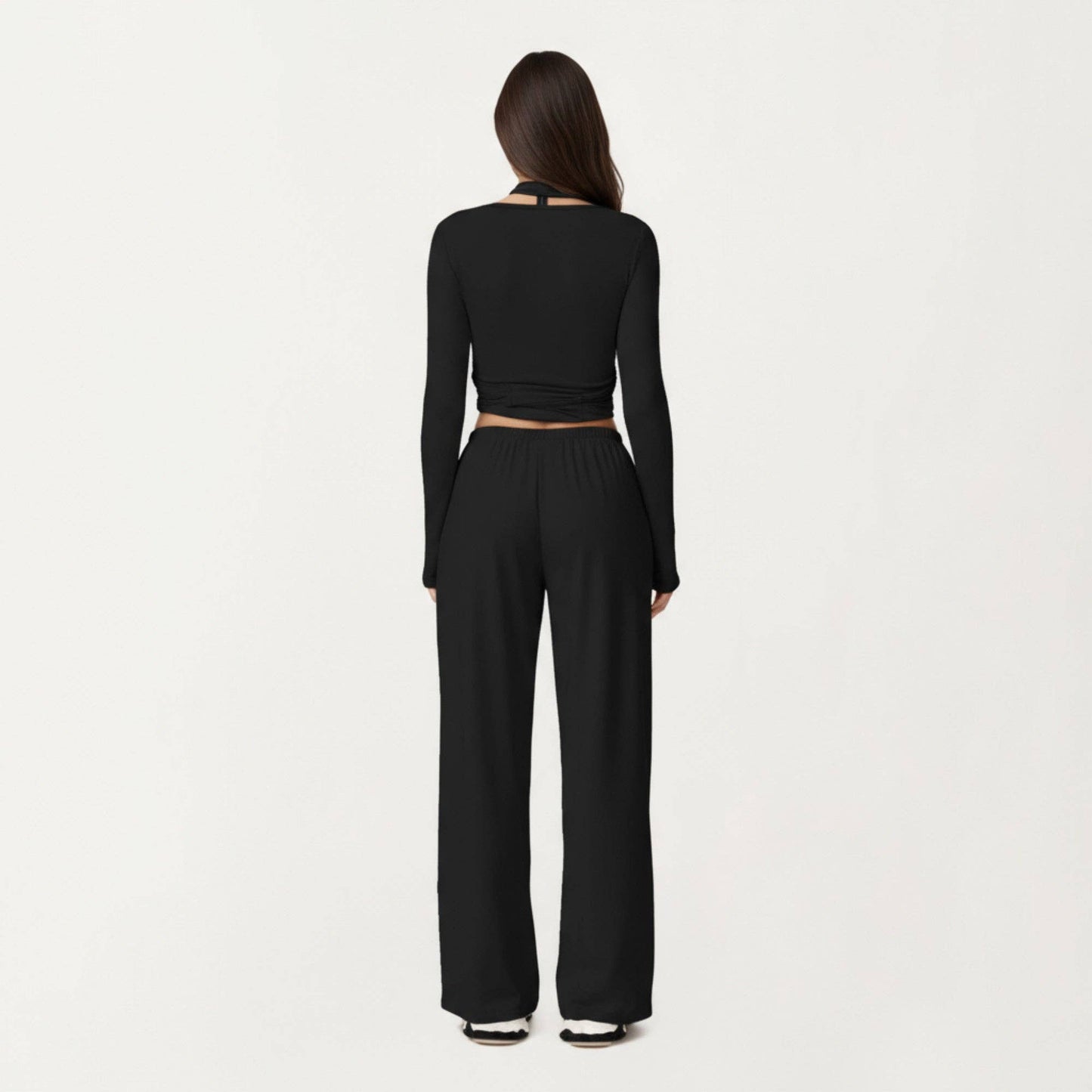 V-Neck Belted Waist Layering Piece Outwear with Front Tie De
