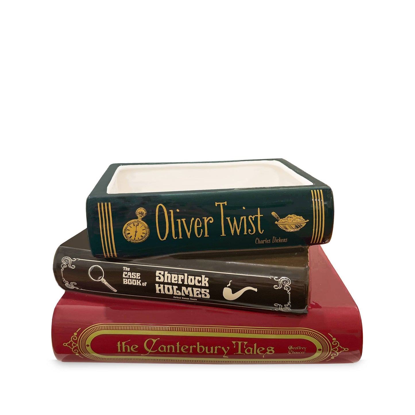 Stacked Book Planter – Sherlock Holmes Literary Ceramic Planter for Book Lovers