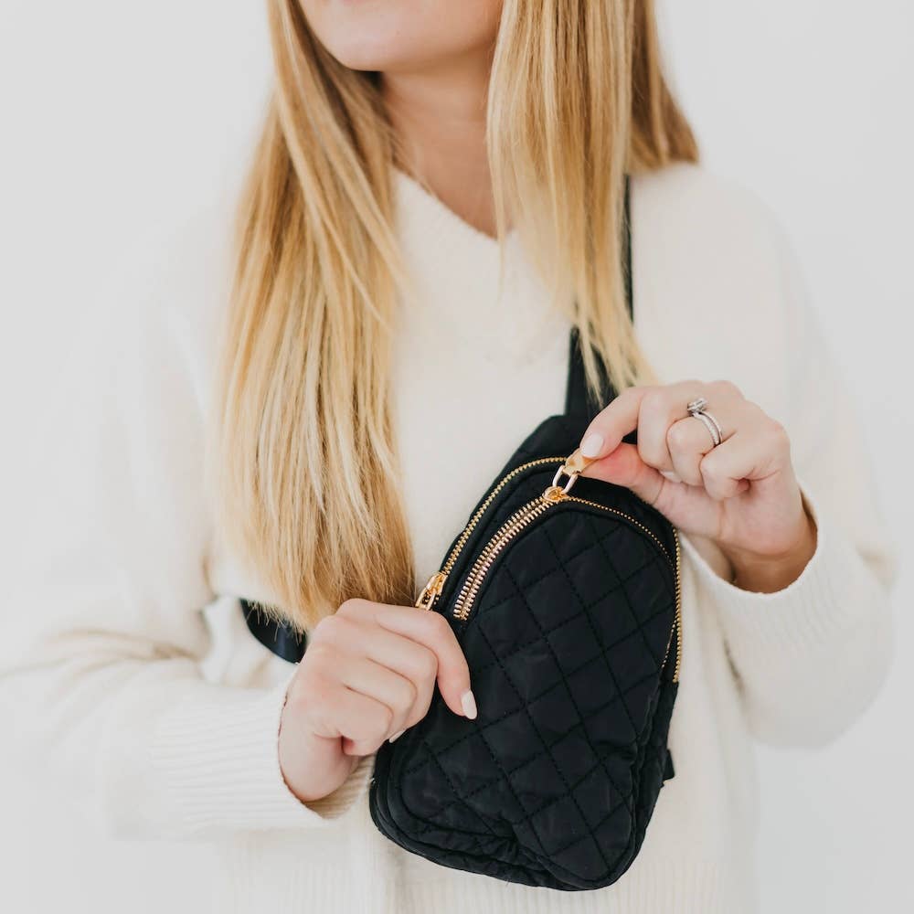 🖤 Pinelope Puffer Bum Bag – Black