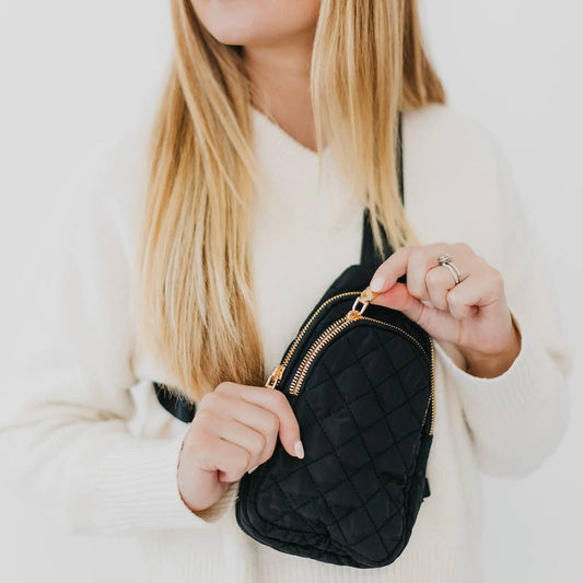 🖤 Pinelope Puffer Bum Bag – Black