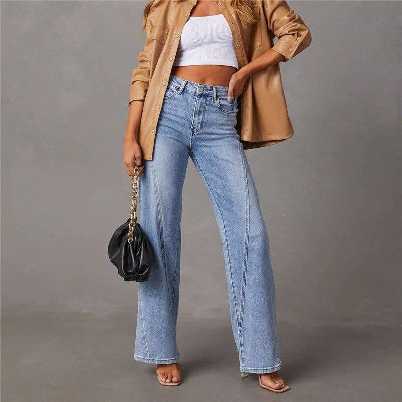 High-Waisted Wide-Leg Stretch Jeans