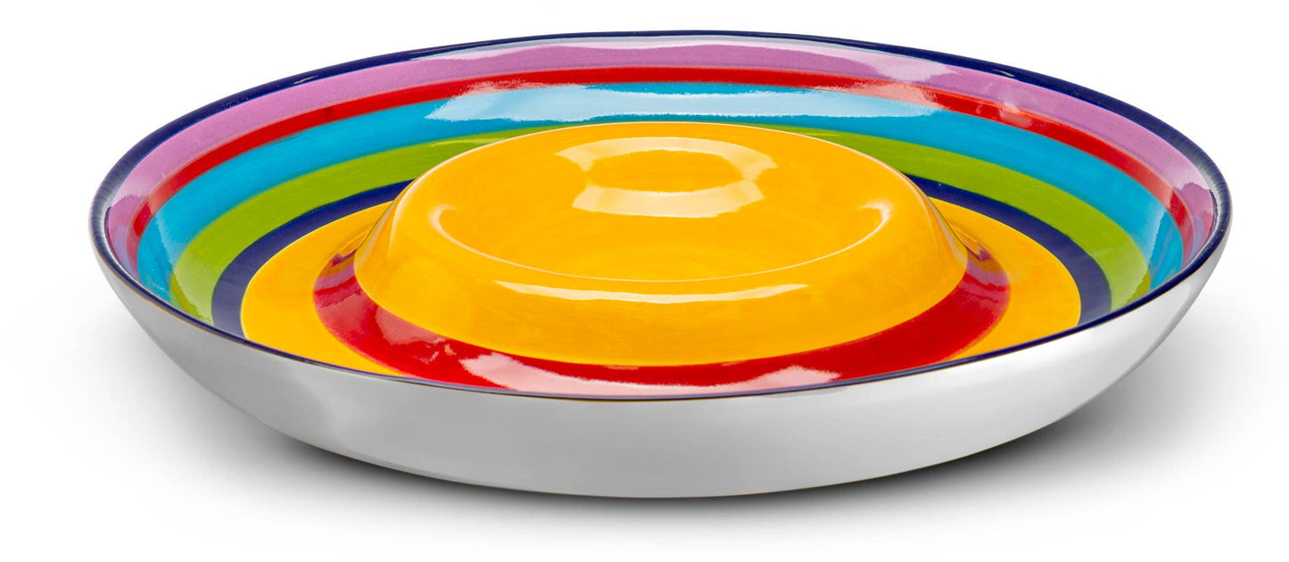 Kook Tinga Chip and Dip Serving Platter, Multicolor, 13 Inch