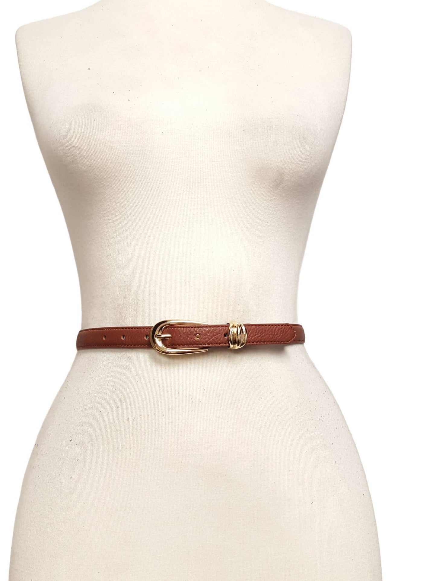 Skinny Gold Tone Buckle and Loop Belt