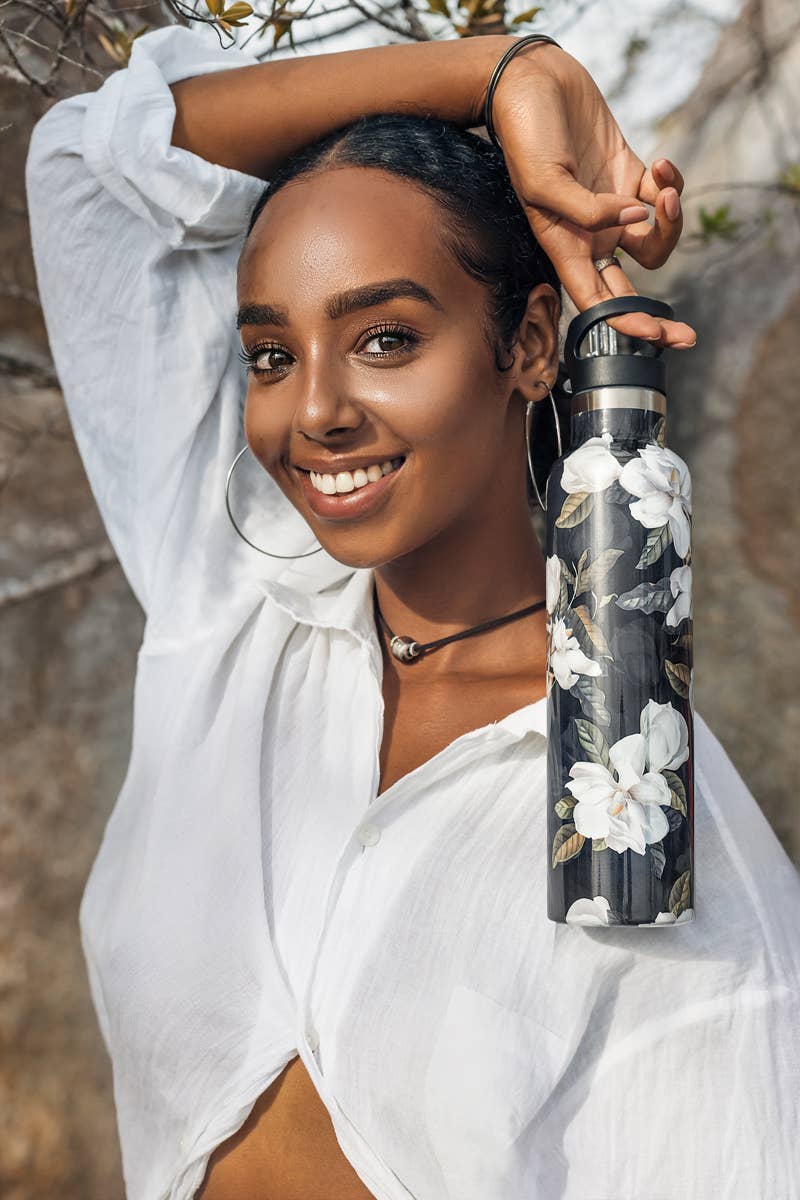 Magnolia – Dark Garden Insulated Water Bottle | 25oz