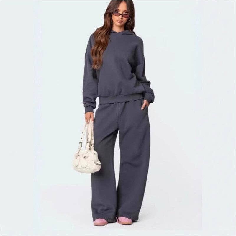 Fleece Hooded Bow Print Sweatsuit