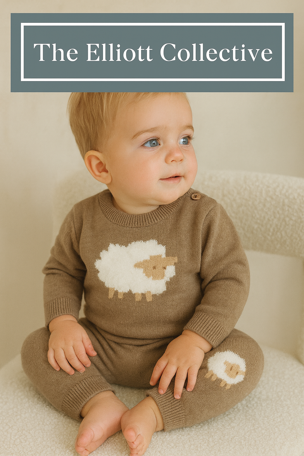 Sheep Jacquard Knit Baby Pullover & Pant SET Organic Cotton