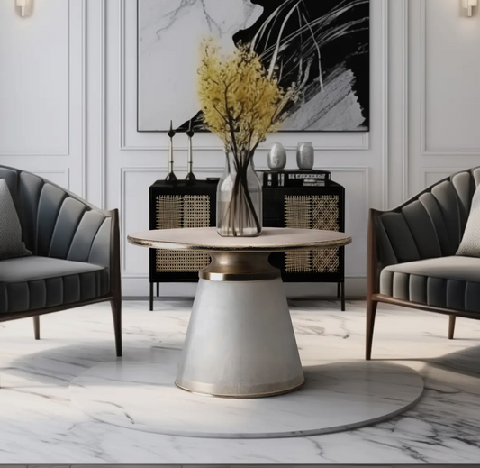 Metal Glass Round Coffee Table (17”)