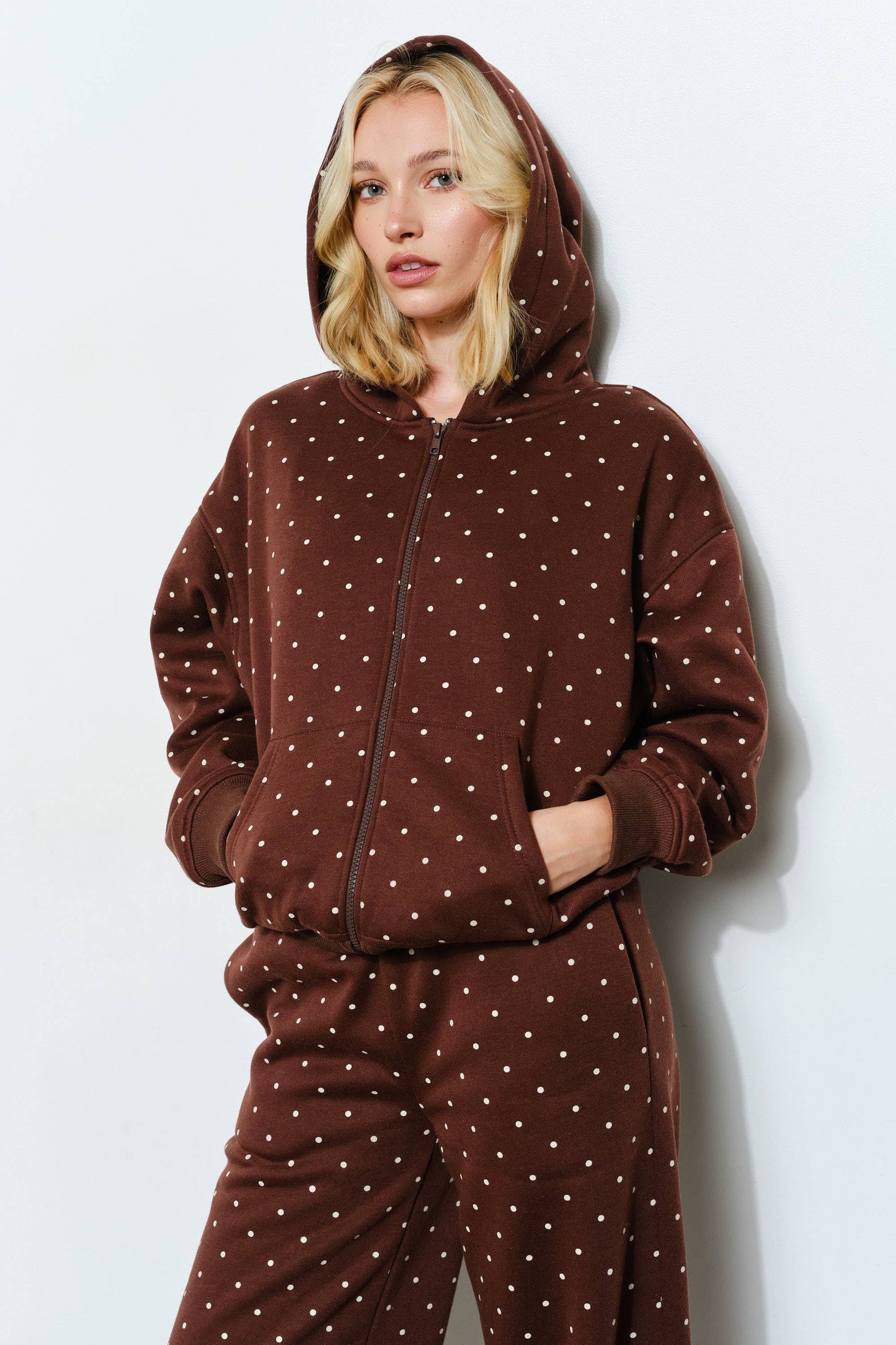 BAMBI POLKADOT ZIP UP HOODIE