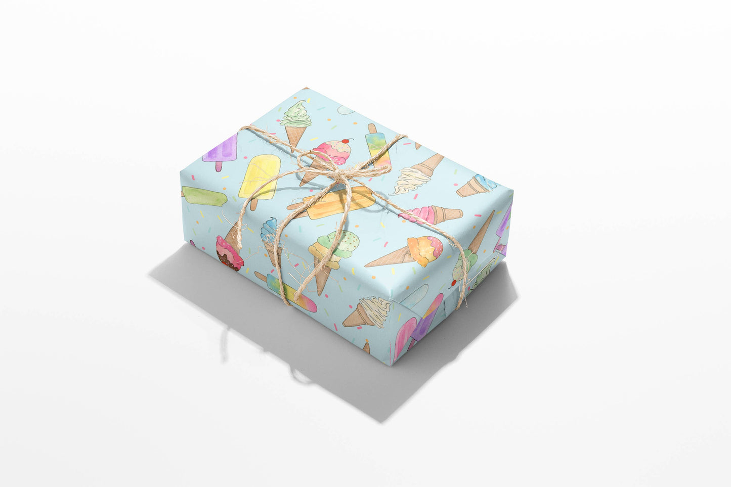 🍦 Ice Cream Wrapping Paper – 3 Sheet Set