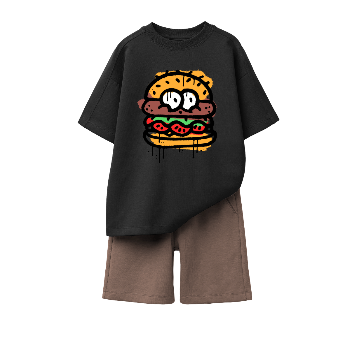 “BURGER'' T-SHIRT & PULL-ON SHORTS Set