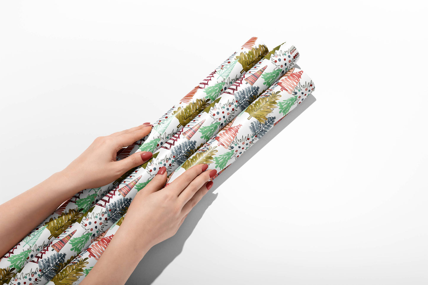 Colorful Christmas Trees Wrapping Paper - 3 Sheet Roll