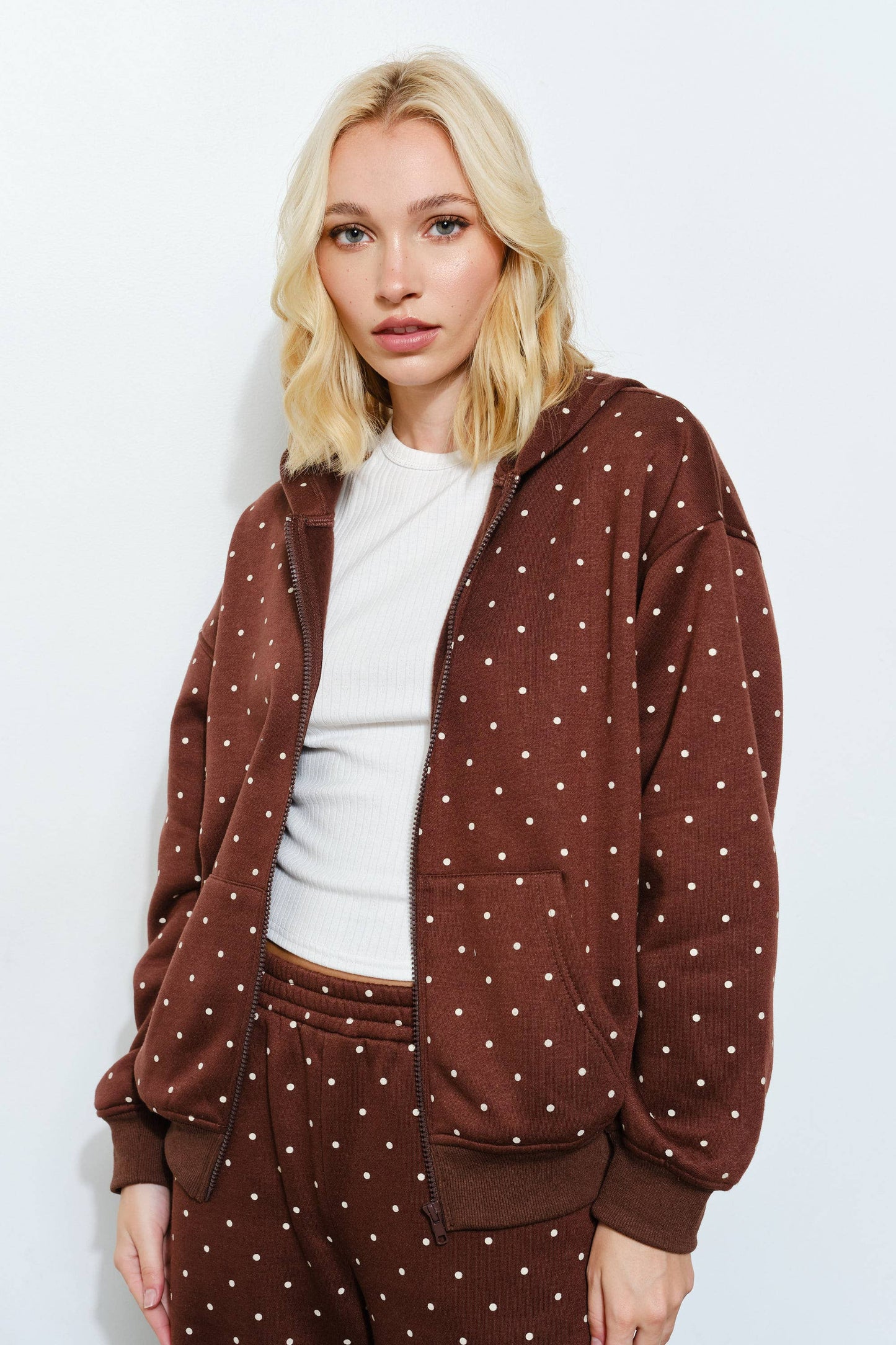 BAMBI POLKADOT ZIP UP HOODIE