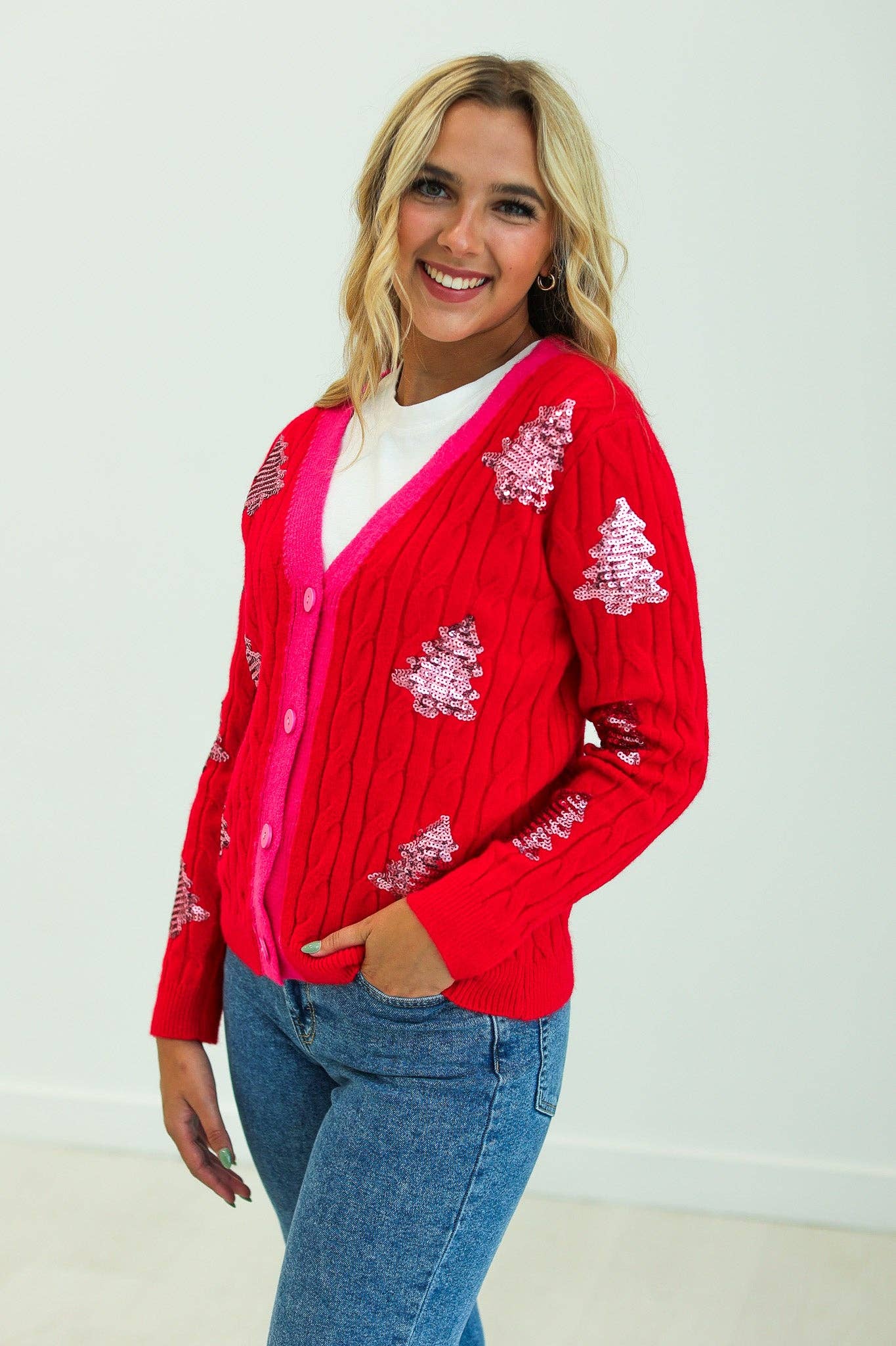 Tree Sequins Cardigan (Inclusive Sizing)