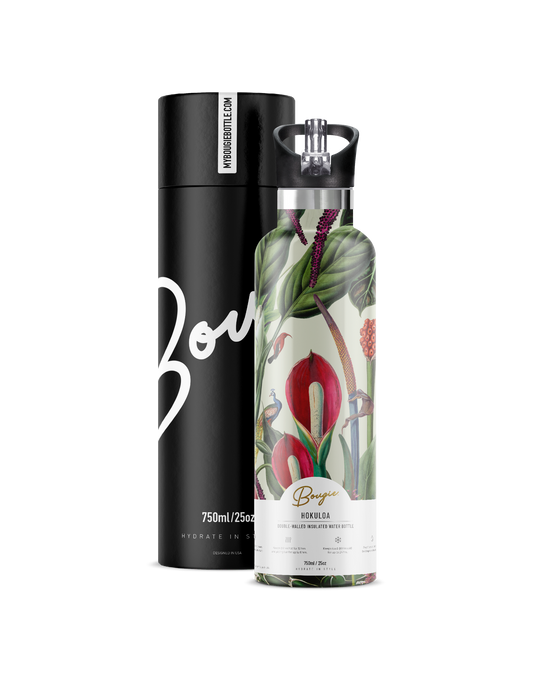 Hokuloa – Anthurium Floral Insulated Water Bottle | 25oz