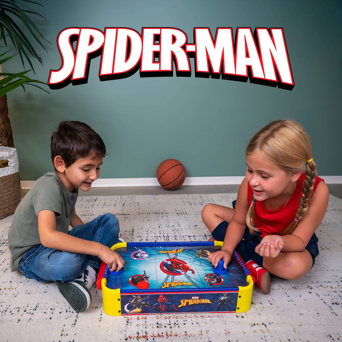 Marvel Spider-Man Electric Wooden Tabletop Air Hockey