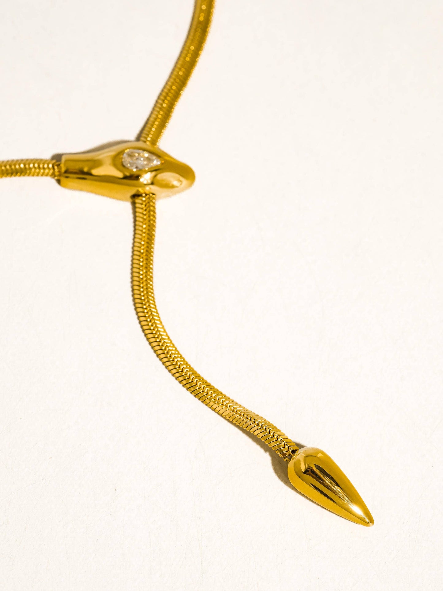 18K Gold Serpent Y Lariat Necklace – Non-Tarnish & Water Resistant