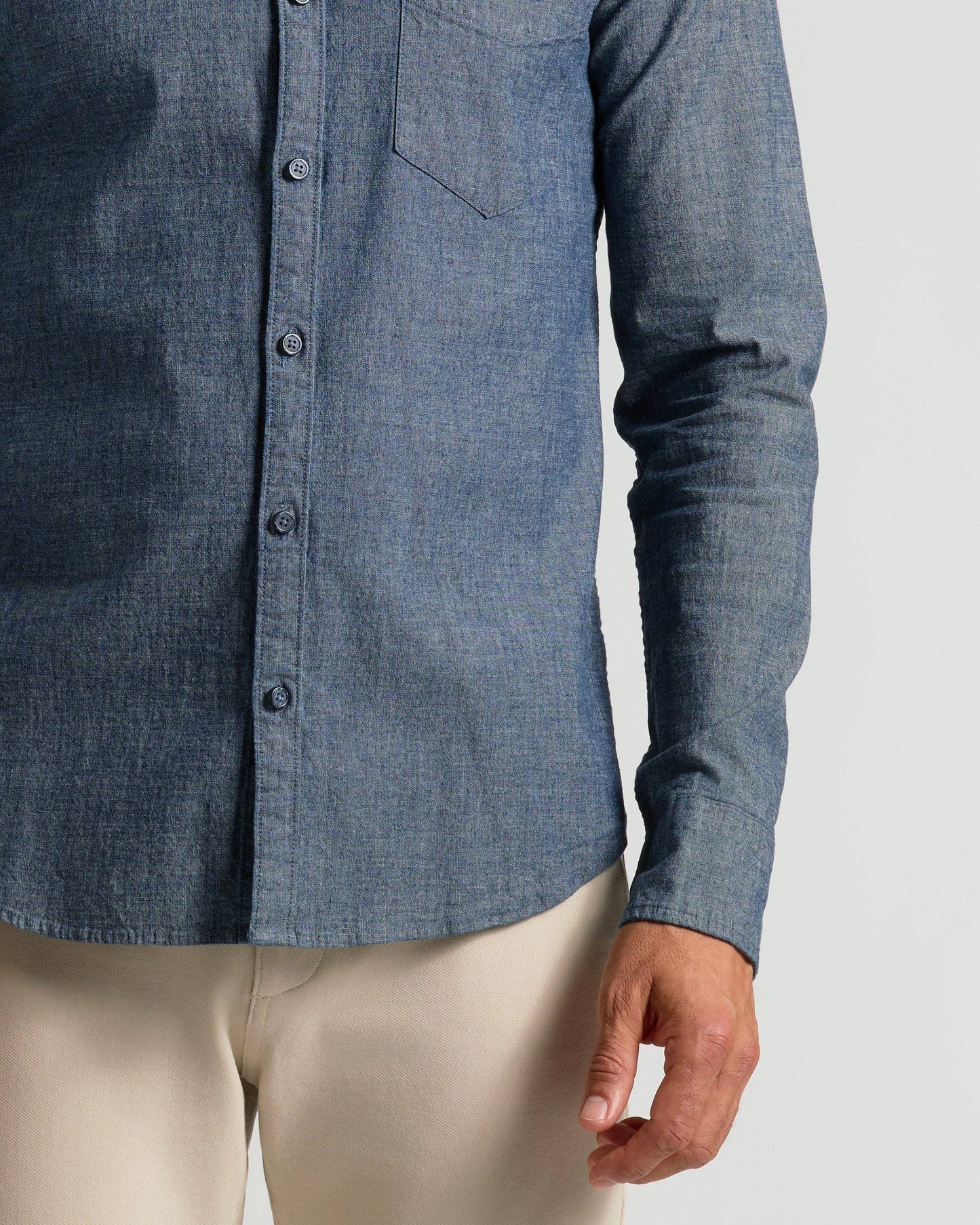 Men's Medium Indigo Wash Long Sleeve Chambray Shirt