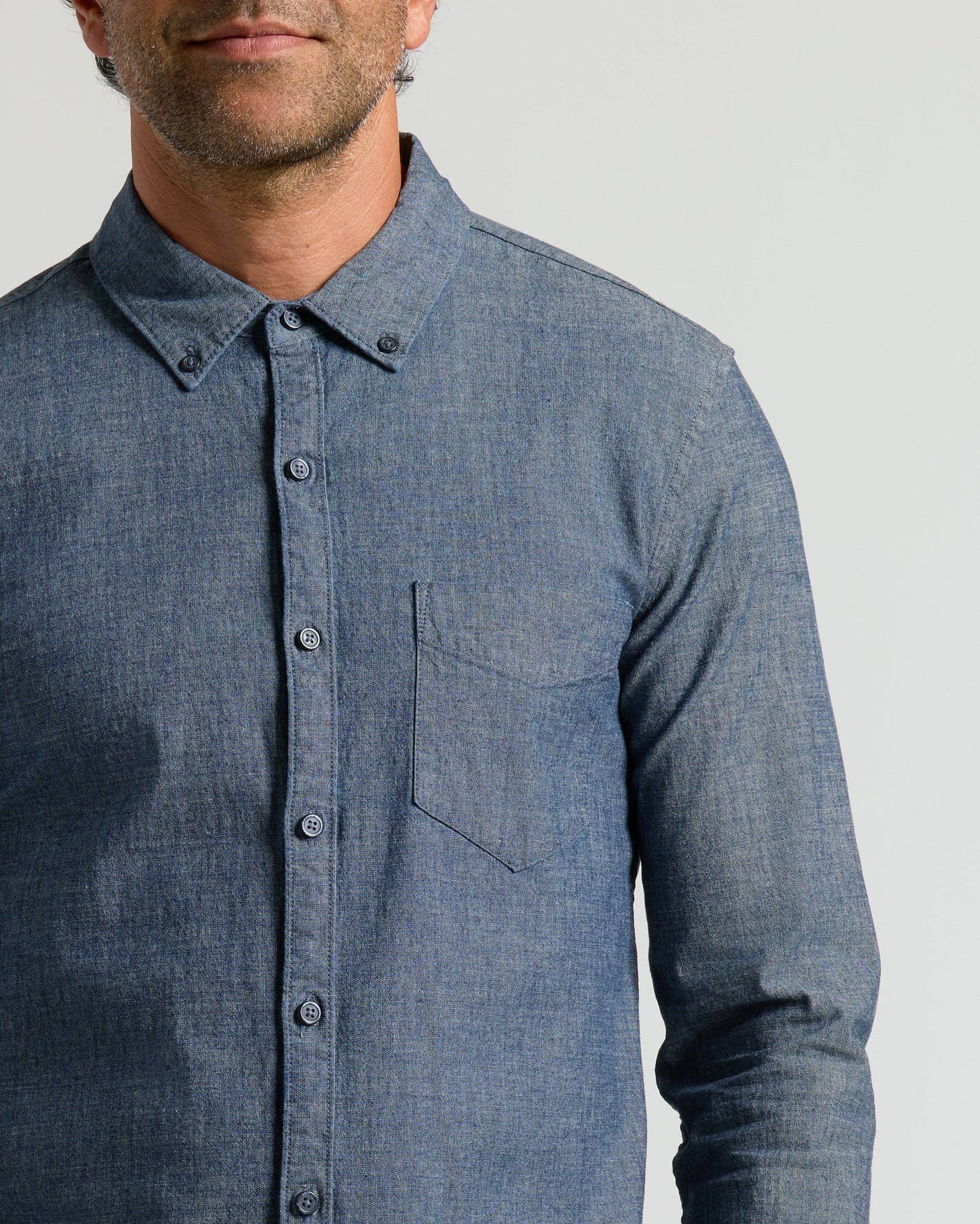 Men's Medium Indigo Wash Long Sleeve Chambray Shirt