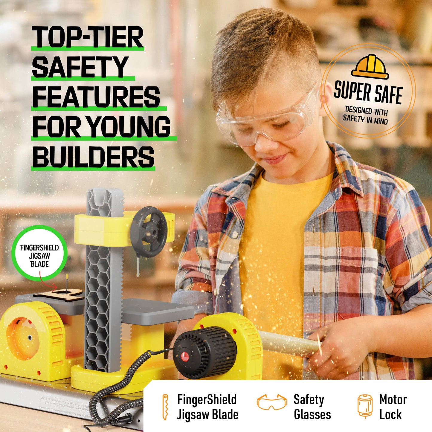 3-in-1 Woodworking Station for Kids Real Construction Tools