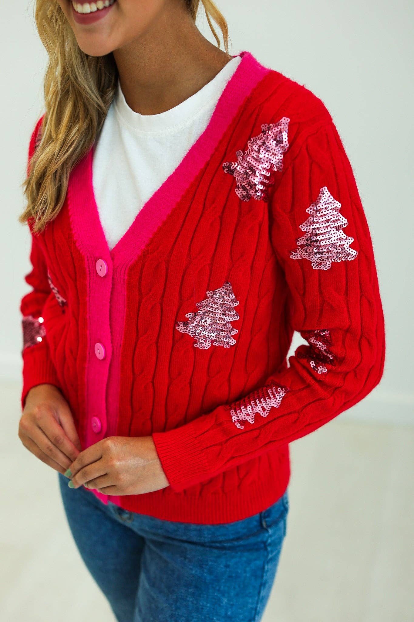 Tree Sequins Cardigan (Inclusive Sizing)
