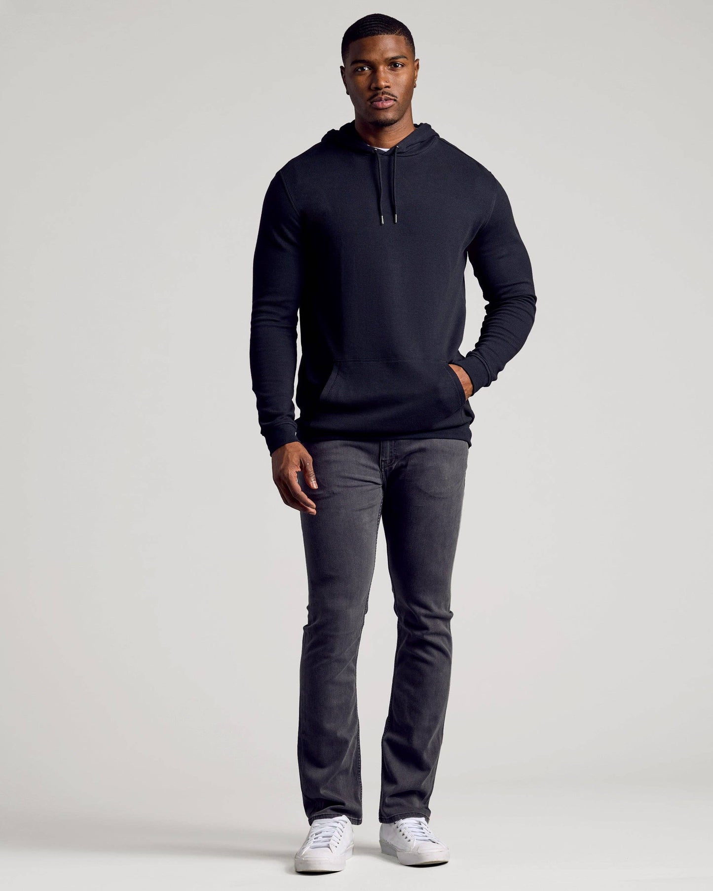 Black Tall Waffle Hoodie