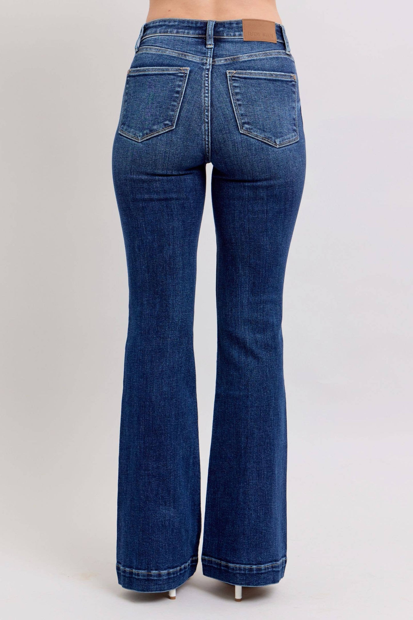 Judy Blue High Waist Dark Wash Trouser Flare: Inseam 33.5”