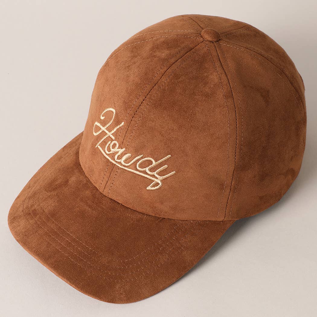 Howdy Embroidered Suede Baseball Cap