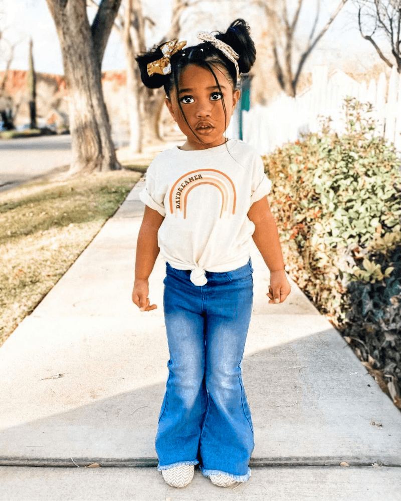 Retro Baby Bell Bottoms – Dark Wash Denim