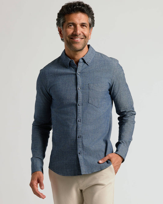 Men's Medium Indigo Wash Long Sleeve Chambray Shirt