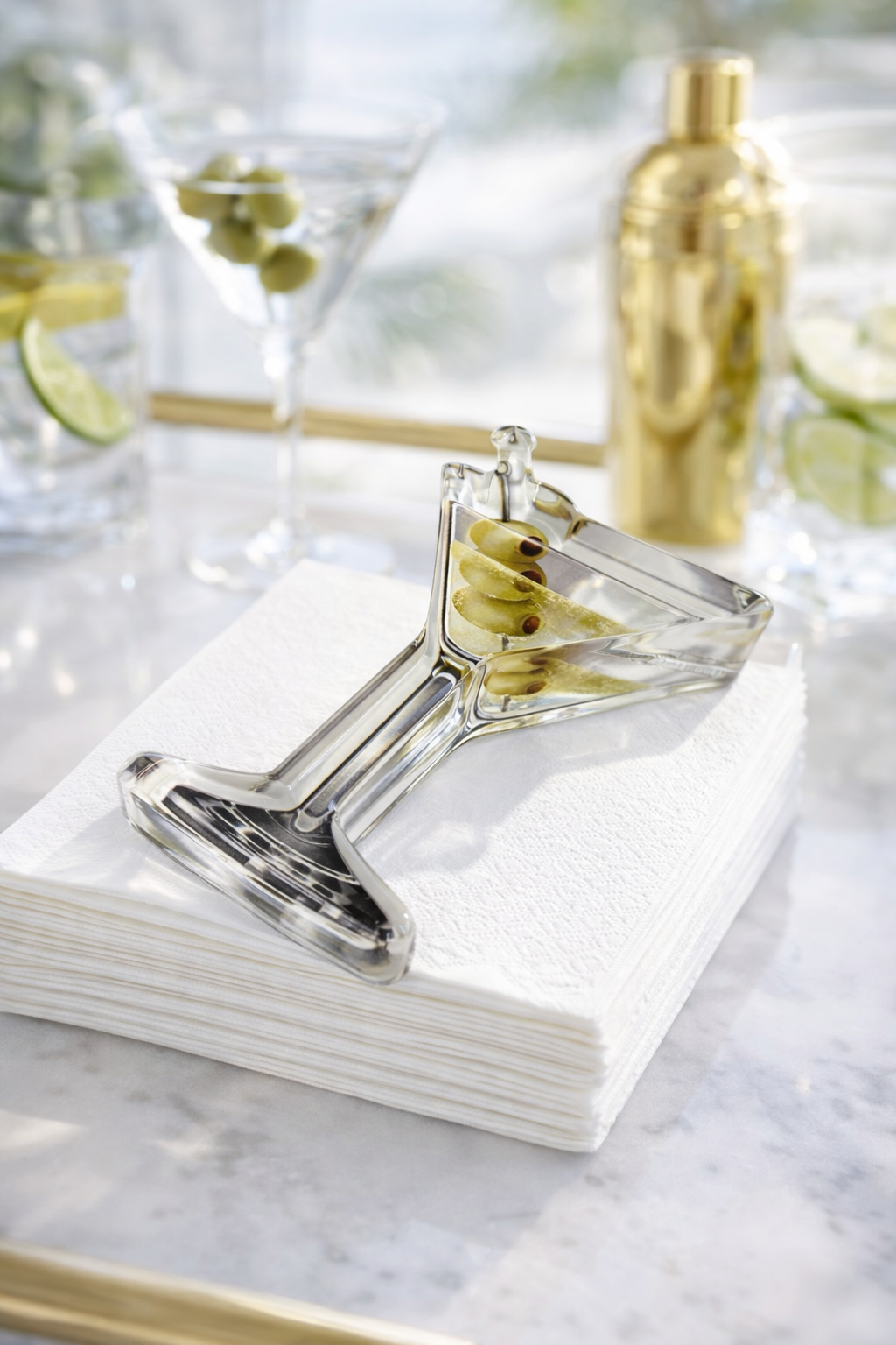 Acrylic Napkin Weight, Martini