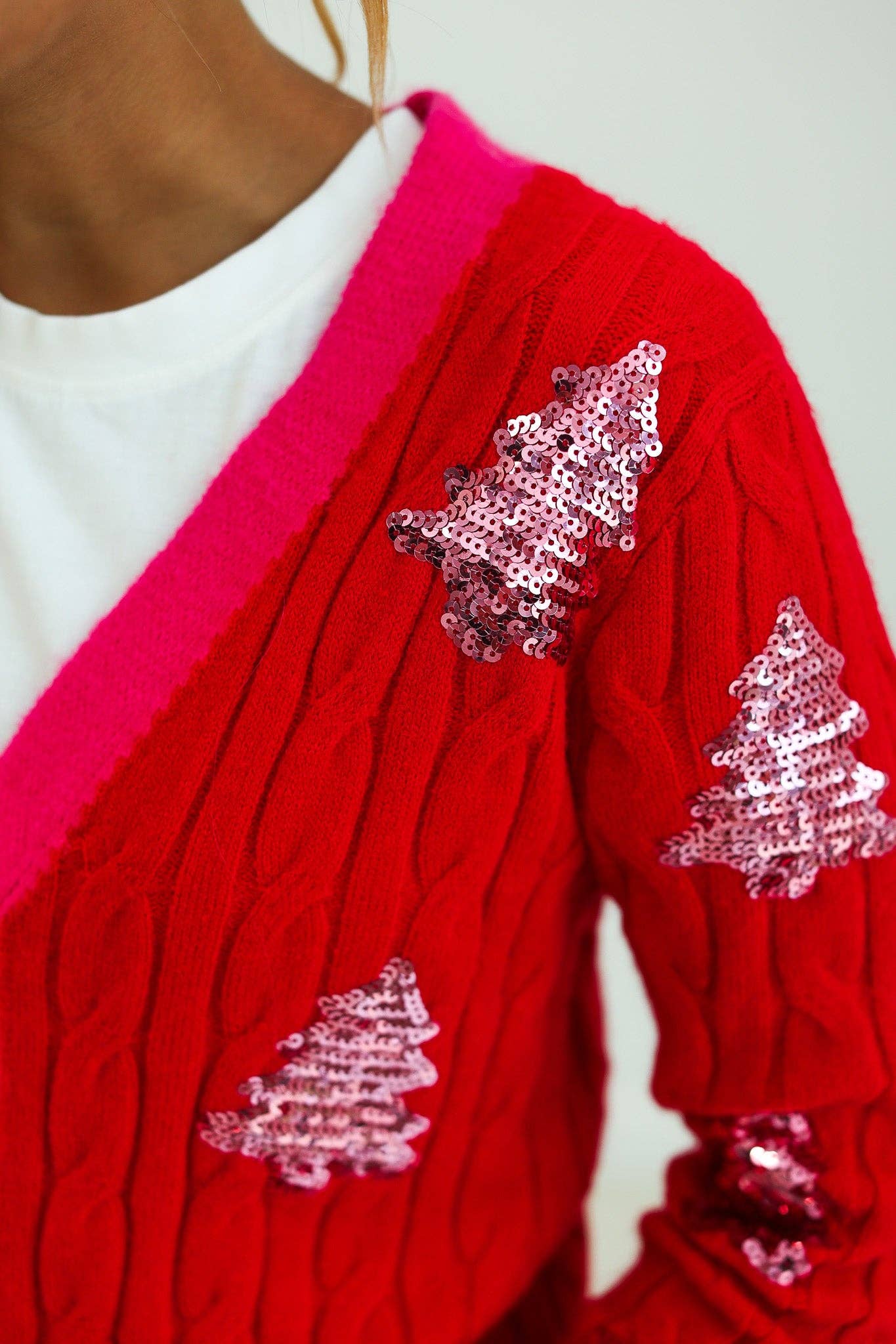 Tree Sequins Cardigan (Inclusive Sizing)