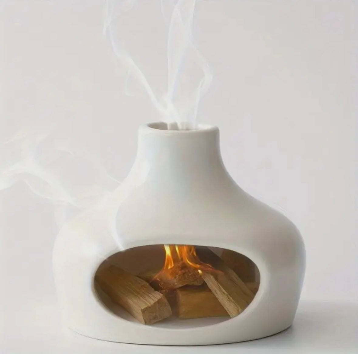 Palo Santo & Sage Ceramic Chimney Burner – Minimalist Aromatherapy Decor