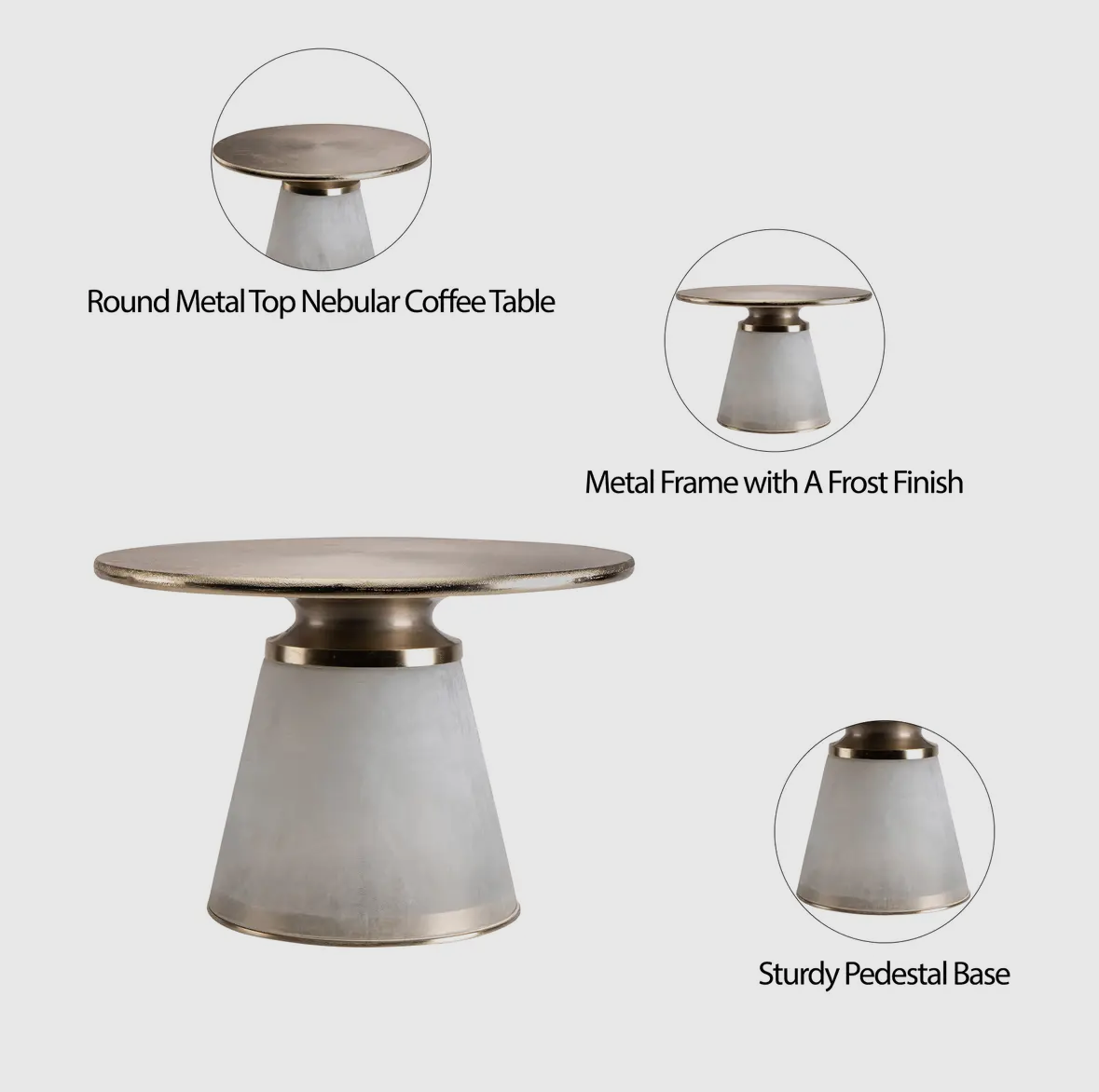 Metal Glass Round Coffee Table (17”)