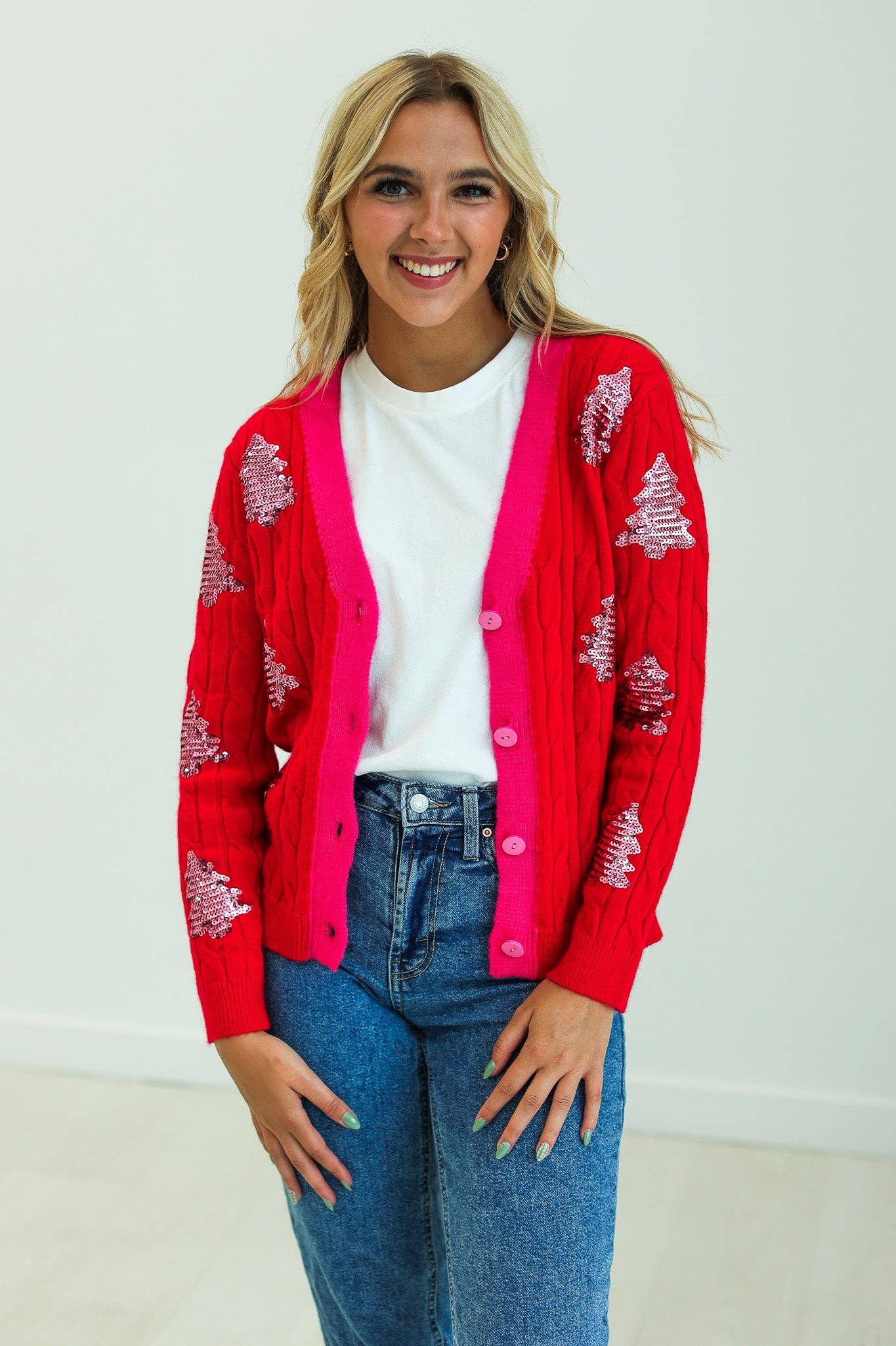 Tree Sequins Cardigan (Inclusive Sizing)