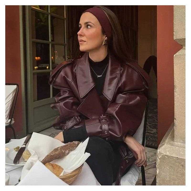 Retro Collar Leather Biker Jacket
