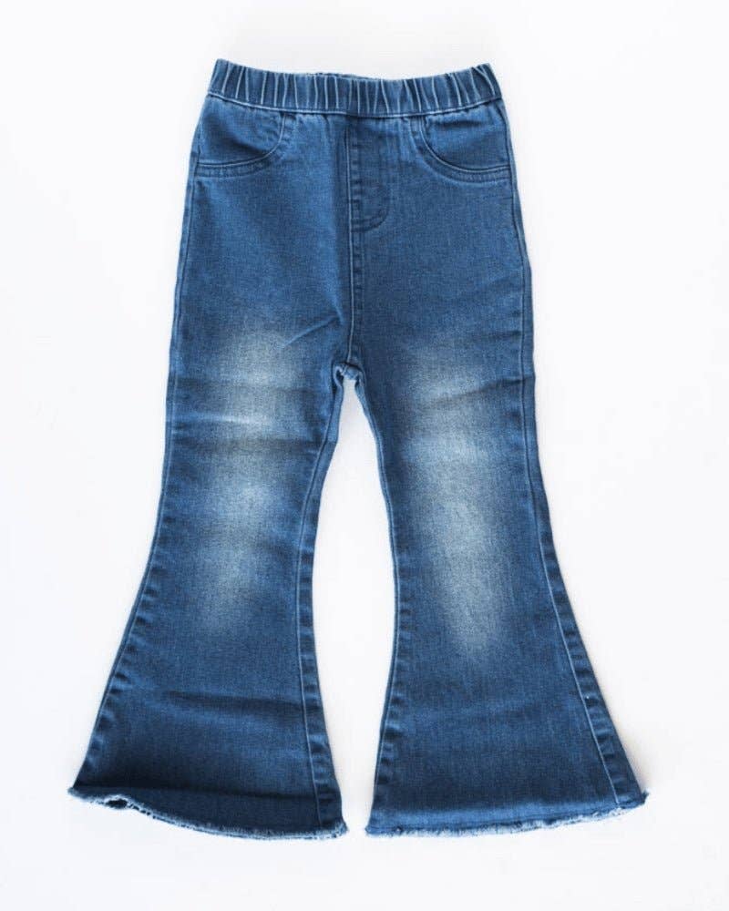 Retro Baby Bell Bottoms – Dark Wash Denim