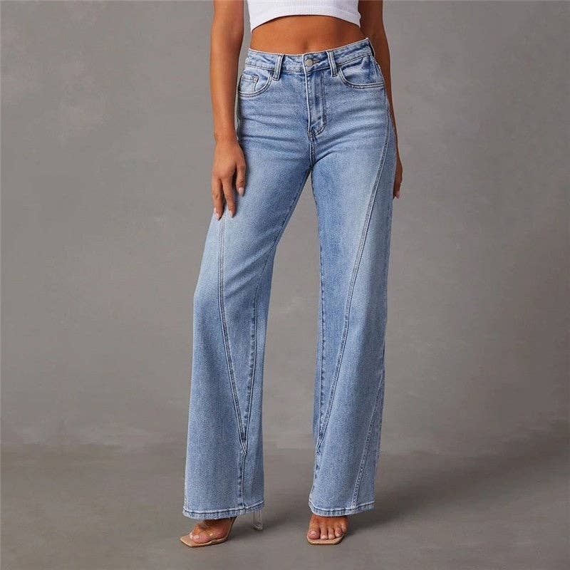 High-Waisted Wide-Leg Stretch Jeans