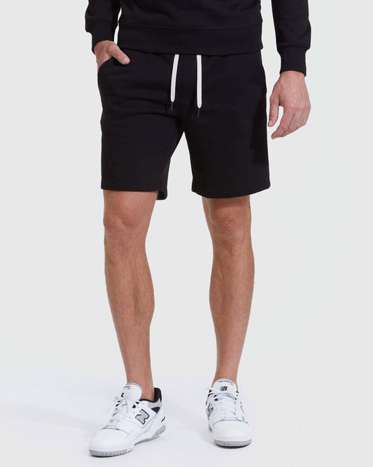 Men’s Black Fleece French Terry Shorts – Comfort Fit Athletic Lounge Shorts with Pockets