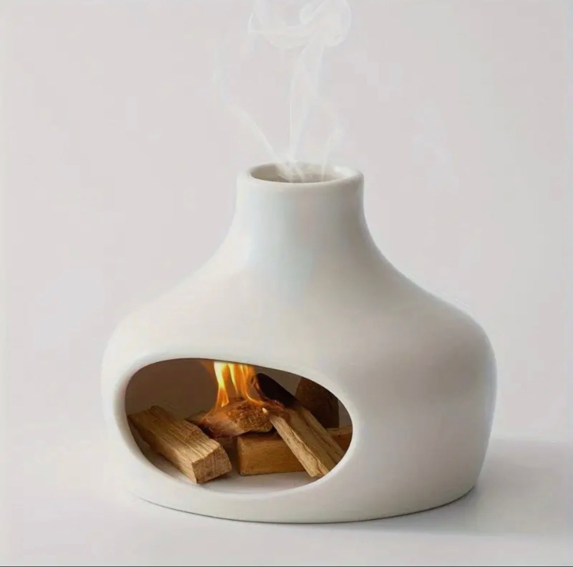 Palo Santo & Sage Ceramic Chimney Burner – Minimalist Aromatherapy Decor