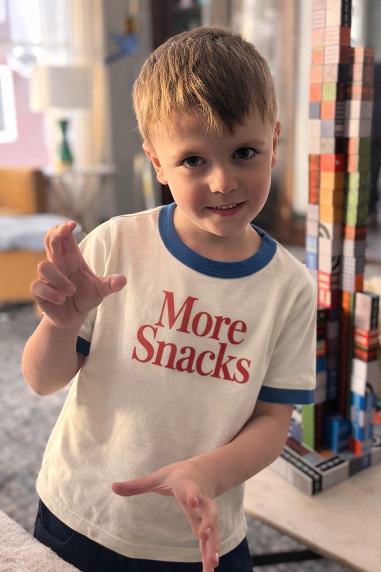 More Snacks Kids Retro Ringer Tee