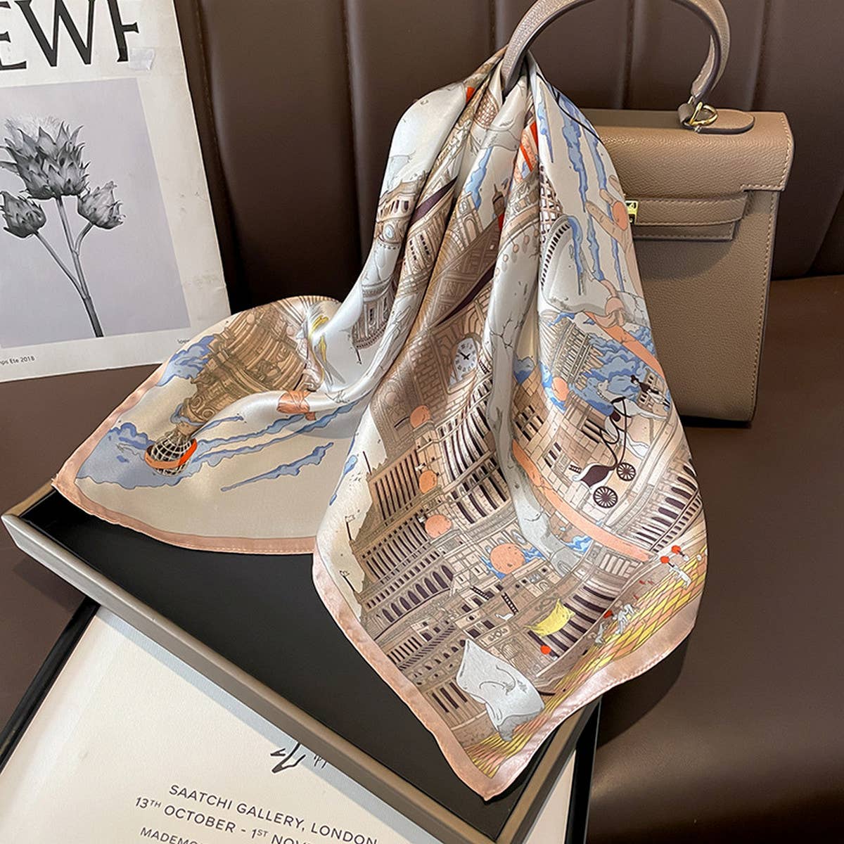 French Vintage Silk Square Scarf - Neck Accessory_CWASC0609